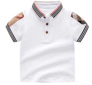 T-shirts Summer Baby Boys Cotton Girls Kids Clothing Short Sleeve T Shirt High Quality Children Turn-down Collar Plaid T-shirt