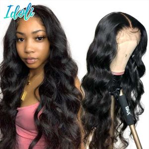 Perucas de renda 13x4 cabelos humanos dianteiros para mulher negra Wig corporal de cor natural com bebê brasileiro 30 polegadas