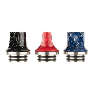 2 Styles Epoxy Resin Flat Mouth Drip Tip Snake Skin Grid Cobra Wave Wide Bore Square Mouthpiece For for 510 810 Thread Tank