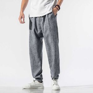 Streetwear Harem Pants Mens Linen Cotton Trousers Hip Hop Pants Men 2021 Summer Breathable Pencil Pants Dropshipping Y0927