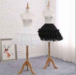 Good Quality Women Girls Lolita Cosplay Short Petticoat Ruffles Floral Lace 2 Hoop Underskirt för Prom Party