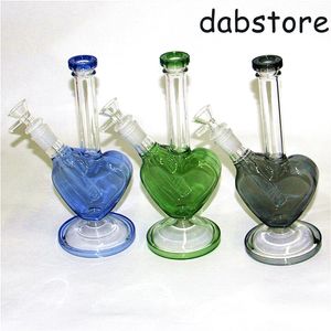 Heart Shape Glass Bong Dab Rig Hookahs Recycler Rigs Tube Water Pipe 14mm Joint Bongs with Heady Bowl