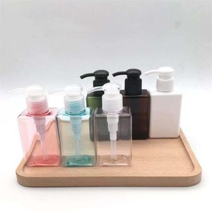 100ml PETG Pump Bottles Square Lotion Shower Gel Bottle Refillable Empty Plastic Container for Makeup Cosmetic Bath Shower Shampoo