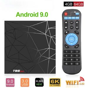 Android 9.0 TV Kutusu 4 GB 64 GB Allwinner H6 Dört Çekirdekli 6 K H.265 USB3.0 2.4G WIFI HDR T95 Max Set üstü Kutusu T95Max Home Media Player