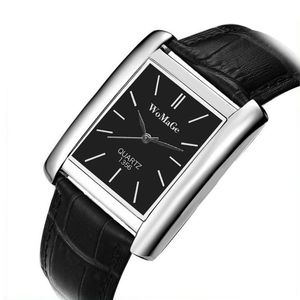 Нарученные часы Womage Fashion Relt Watch Creative прямоугольный циферблат пара смотрит дамские мужские повседневные кварцевые гомосферы