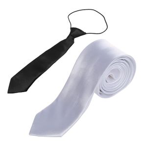 Corbata Estrecha Blanca al por mayor-Corbatas de cuello unids Unisex Casual Corbata Pinzoso Slim Lazo estrecho Blanco Sólido Negro