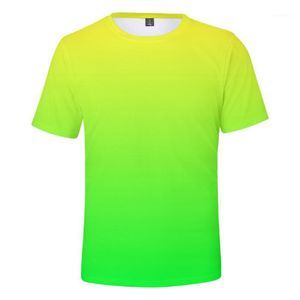 Men's T-Shirts Men's/ladies Neon T-shirt Summer Green Boy/girl Solid Color Top Rainbow Streetwear 3d Printed Shirt