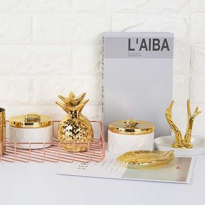 Nordic ceramic jewelry gold white tank storage box bee European simple princess decorative ornaments WSHYUFEI