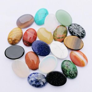 Pedra semipreciosa de cristal natural 25x18mm remendo de pedra cara para colar de pedra natural anel brincos de jóias acessório