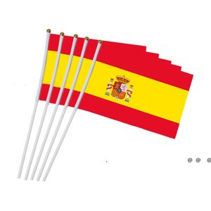 Флаг NewsPain Flag 21x14 CM Polyester Hand Размахивая Флаги Испании Страна Баннер с пластиковыми флаколами EWD5956