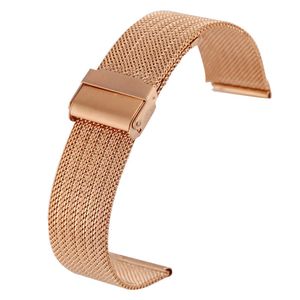 Cinturino per orologi in maglia 18mm 20mm 22mm 24mm Cinturini di ricambio Bracciale in acciaio inossidabile oro rosa Fibbia a gancio Pasek Do Zegarka H0915