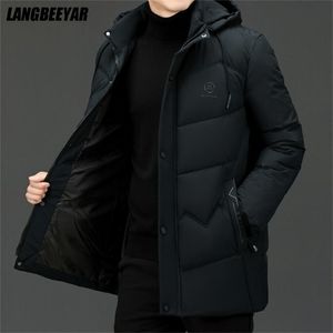 Thicken Warm Winter Designer Brand Hooded Windproof Casual Fashion Parka Jacket Men Windbreaker Puffer Coats Clothes 211214