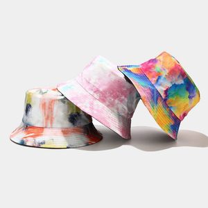 Novo 14 estilo pescador chapéu tie-dye haps de bacia dupla face homens e mulheres verão ao ar livre hat db566