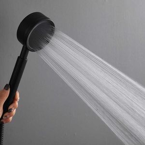 Łazienka ze stali nierdzewnej 304 wysokie ciśnienie Rain Zdejmowany dysza oszczędzanie wody Spray Spa Black Shower Głowica do kąpieli z wąż 210724