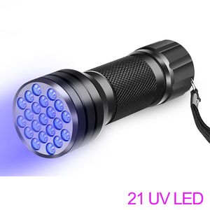 UV Flashlight 21LED Light 395-400nm LED UVs Flashlights linterna torch Ultraviolet Black Lights lamp