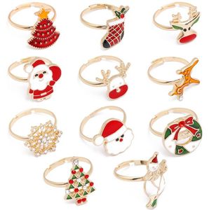 Рождественские кольца украшения мультфильм детские кольца снеговика лось рождественской елки снежинки кольцо подарки для детей
