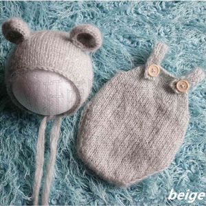 handmade mohair teddy bear hat + shorts born pography props