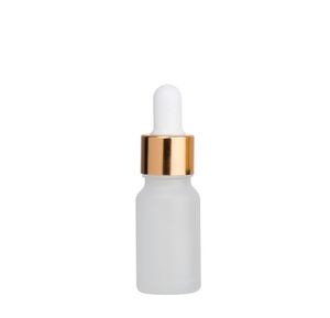 2021 Partihandel 768PCS LOT 10 ml Essential Oil Glass Flaskor Frostat Clear Dropper Flaskor med guld Svart Silver Caps för Eliquid E-juice