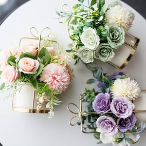 Decorative Flowers & Wreaths Home Decoration Fake Flower Modern Style Decor Artificial Pot Set Vase Table Setting For Wedding