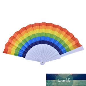 Regenbogen-Flachfächer, neuer Kunststoff-Regenbogen-Faltfächer, flach, Tanz-Handheld, faltbar, Kunst-Dekoration