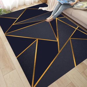 Nordic Geometrik Halılar yatak odası için modern sanat mermer desen dekorasyon alanı kilim yatak odası başucu kristal kadife büyük halı 210301