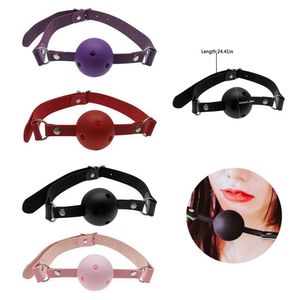 SM Adult toys 4 Colors Faux Leather Mouth gag Adjustable Silicones Bal Flirting Fetish Role Game Props Couples Bdsm Bondage Sex Toys 0915