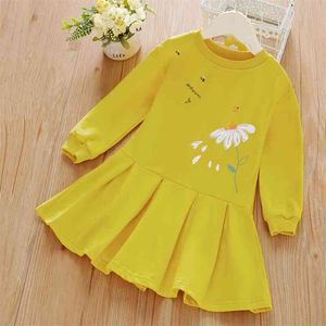 Baby / Toddler Girl Floral Print Animal Insect Pattern Solid Ruffled Long-sleeve Dress 210528