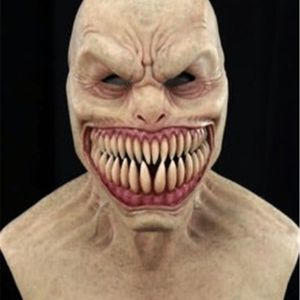 Ny Skräck Stalker Mask Cosplay Creepy Monster Big Mouth Teeth Chompers Latex Masker Halloween Party Scary Costume Props Q0806