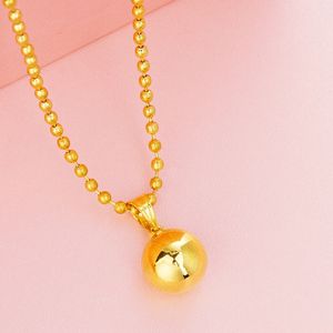 Glatte Kugel-Anhängerkette, 18 Karat Gelbgold gefüllt, modischer Damenschmuck, Geschenk, schlichter Stil, klassisches Geschenk