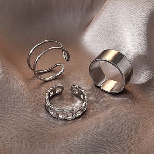 Modisches Damen-Ring-Set aus Edelstahl, 3-teilig, verstellbare Ringe für Damen, schönes Geschenk, Jahrestag, Geburtstag, Geschenke, Schmuck