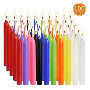100piece Taper Candles, Unscented Assorted Colors Minikaarsen voor Casting Chimes Rituals Spells Wax Play Vigil Supplies Meer H1222