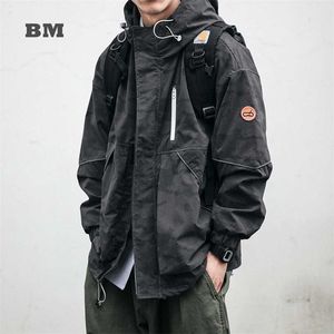 Spring Autumn High Quality Streetwear Hooded Cargo Jacket Men Clothing Military Tactical Camouflage Coat Harajuku Fashion Hoodie 211217