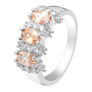 Bröllopsringar Hainon Fashion Champagne Cubic Zircon Finger Ring Women Princess Cut Engagement for Lady Jewelry Gifts