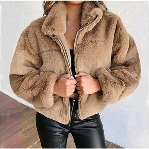 Winter Women Hoodie Moletom Com capuz de manga longa longa jaquetas de lã Crop Tops Zip Up Punk Outwear Casacos com Bolsos Tamanho Grande Casaco curto 211110