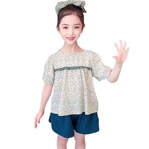 女の子のための服floral tshirt +スカート衣装のフリルの女の子服夏のトラックスーツ子供6 8 10 12 14 210527