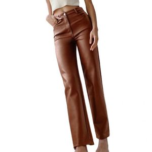 Women's Pants & Capris Trendy Long Button Women Trousers Sexy Faux Feather High Waist Vintage Straight Leg