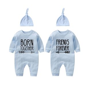 YSCULBUTOL İkizler Bodysuit Birlikte Doğan Arkadaş Sonsuza Bebek Bebek Yürüyor Kız Giysileri 210309