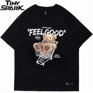 Hip Hop Streetwear Harajuku T Shirt Men Bear Letter Shopping Cart Print Tshirt Cotton Casual Summer Short Sleeve T-Shirt 210716