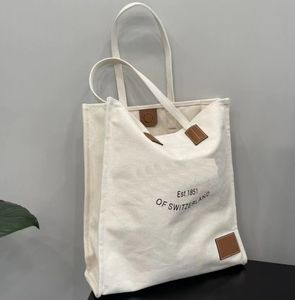 Kvinnors väska Män Shopping Bally Beige Canvas Tote EST 1851 av Schweiz Högsta kvalitet Shoule Enstaka handväska