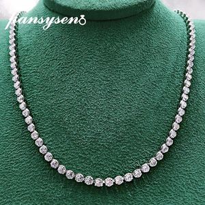 Chains PANSYSEN Sparkling Sterling Silver MM Created Moissanite Diamond Necklaces For Women Wedding Fine Jewelry Gifts