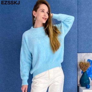 maglione di cachemire di visone spesso oversize autunno inverno poulover manica a pipistrello maglione di pelliccia calda casual femminile 211011