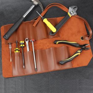 Förvaringspåsar Läder Kit Portable Hardware Tool Bag Skruvnyckel Elektriker Roll Multi Purpose