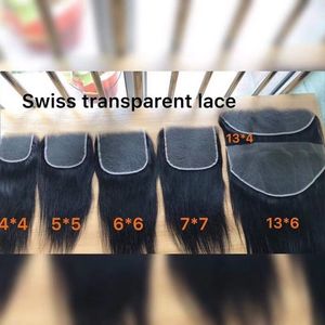 Szwajcarskie przezroczyste HD koronkowe fronty zamknięcia 4x4 5x5 6x6 7x7 13x4 13x6 od ucha do ucha wstępnie oskubane z naturalną linią włosów