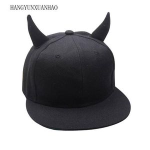 Bal caps hangyunxuanhao ouder-kind zwarte mannen vrouwen punk hoorn baseball cap hip-hop hoed verstelbare snapback met hoorns