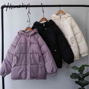 Jitimoky Winter Coat Women Parkas Oversize Zipper Kobieta ciepłe eleganckie ubrania kurtki harajuku koreańska fioletowa moda 210916