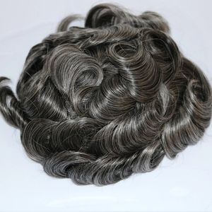 Immediate Shipment Virgin Indian Human Hair Super Thin Skin Medium Density Stock System Toupee for Men