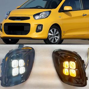 1 Set LED Fog Lights DRL LED Daytime Running Light For Kia Picanto 2015 2016 Front Bumper turn signal Lamp Assembly