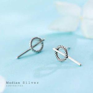 Round Twist Stud Kolczyk Dla Kobiet 925 Sterling Silver Proste Geometryczne Ear Pin Moda Biżuteria Akcesoria 210707