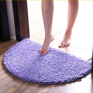 Soft Chenille Bathroom Carpet Anti Slip Water Absorption Bath Rug Floor Door Mat Dirt Barrier Semi Circle Doors Cushion Mats Rugs HY0075