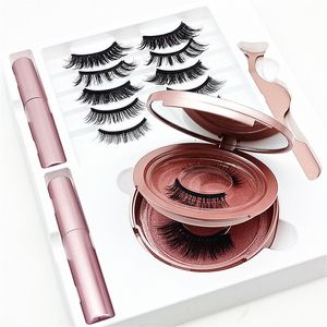 7 Pairs 3D Magnetic Eyelashes False Lashes +2 pcs Liquid Eyeliner +Tweezer eye makeup set Natural reusable item OTTIE